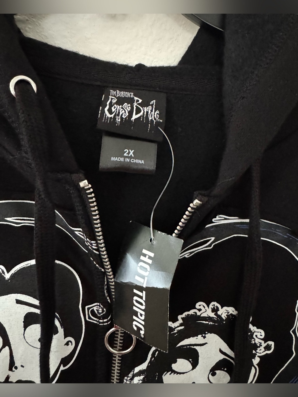 Hot Topic Corpse Bride Heart Stripes Girls Twofer Hoodie - Picture 2 of 8